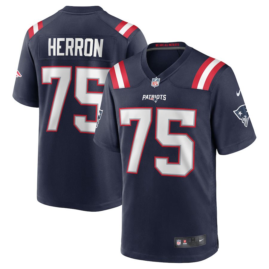 Men New England Patriots #75 Justin Herron Nike Navy Team Game NFL Jersey->new england patriots->NFL Jersey